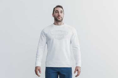 Nobull Wodapalooza Crew Men's Sweatshirts White | Australia (ZS2415)